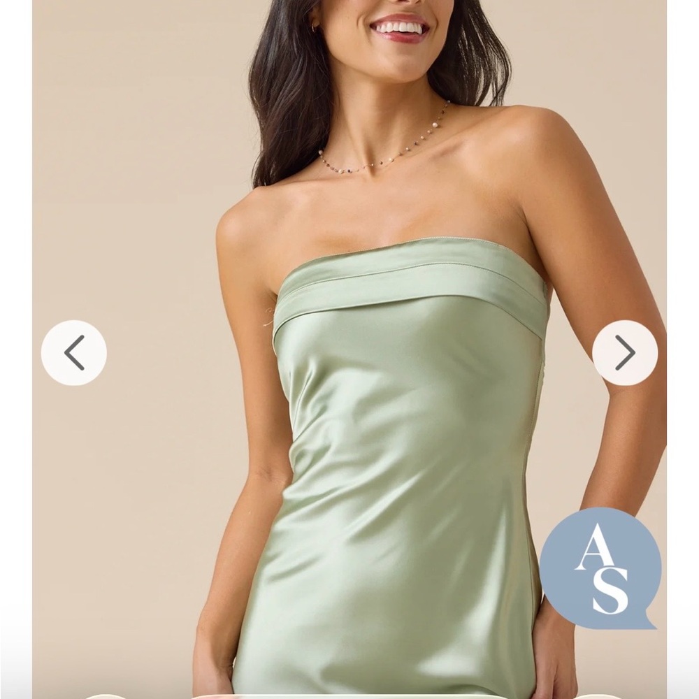 Altar'd State Strapless Satin Dress in Sage, XL New With Tags - Picture 2 of 9